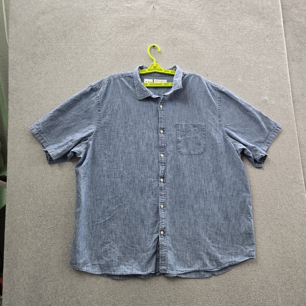 Old Navy Men Button Up Shirt XXXXL TALL Blue Everyday Shirt Regular Chambray